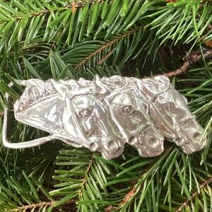 Beautiful Zeppa Artisan Handmade Metal Three Horses Belt Buckle